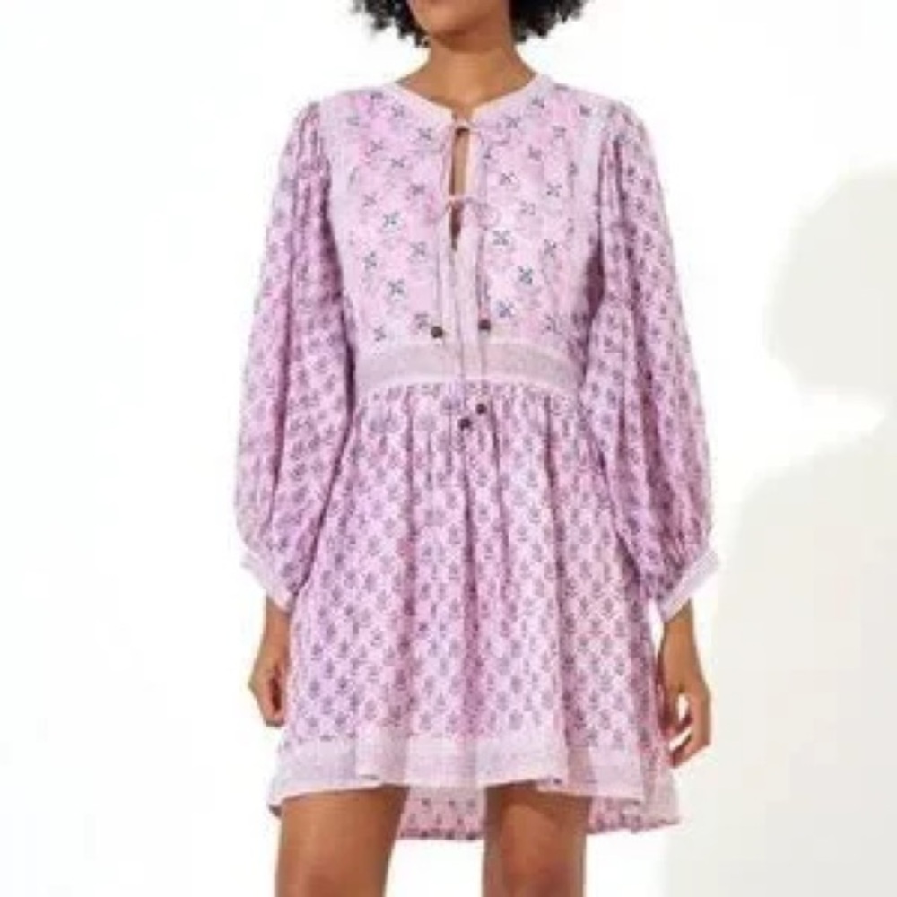 Oliphant Tie Front Balloon Sleeve
Dress, Antibes Mauve